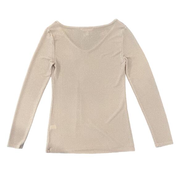Banana Republic Metallic Gold Shimmer Long Sleeve Top - SIZE SMALL - Picture 2 of 9